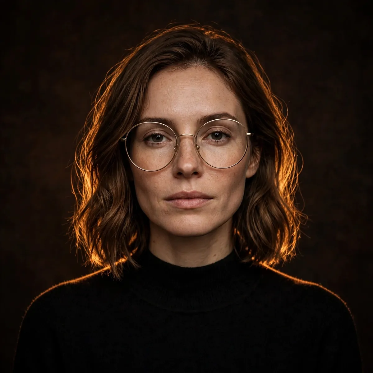 Close portrait of round metal frames in librarian style